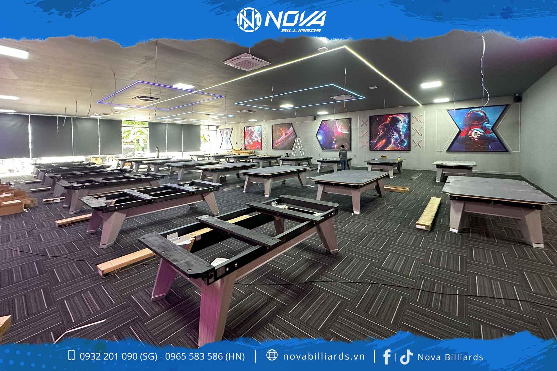 Nova Billiards thi công CLB Bida Galaxy Q10, TPHCM